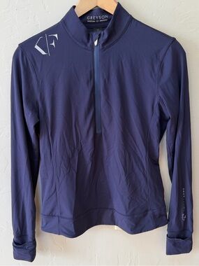 Greyson 1/4 Zip Long Sleeve Golf Top Shirt Womens Size XS Korn Terry LOGO